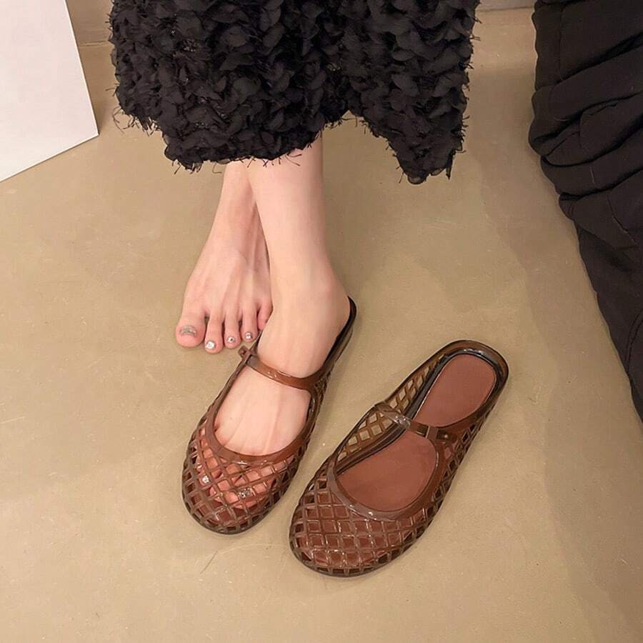 Summer Jelly Sandals For Women, Fashion Jelly Sandals Women, Casual Sandals For Women, Stylish Shoes For Women, Elegant High Heel Sandals, Soft Comfort Summer Shoes, Breathable Daily Outdoor Footwear, All-Match Womens Sandals, Lightweight Ladies Summer Footwear, Perfect Mother Gifts, Chic Casual Party Street Wear For Hot Summer Days - 摩卡棕 - 查看 1