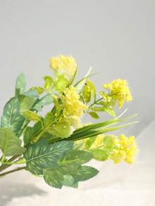 Ramo artificial de Gypsophila de color amarillo cálido, adecuado para decoración del hogar, decoración de escritorio, accesorios de fotografía, oficina, decoración del pasillo de la boda y decoración de la fiesta nupcial - Amarillo - Ver 5