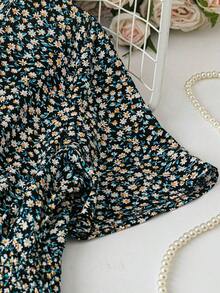 Vestido casual de mujer de manga corta con estampado, diseño aleatorio de vestido largo para mujer - Negro 2 - Ver 3