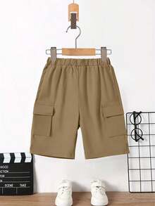 2pcs/Set Teen Boys' Short Sleeve T-Shirt And Shorts, English Letter Print Outfit - Black - View 5