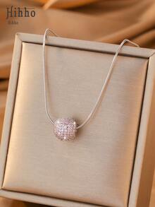 Hihho 1 buah Kalung Liontin Keberuntungan Minimalis Mewah Bertatahkan Zirkonia Warna-warni, Menampilkan Desain Manik-manik dengan Inlay Batu Permata Padat, Dipadukan dengan Rantai Ular Sederhana, Serbaguna untuk Festival dan Pesta - bola 3D - View 10