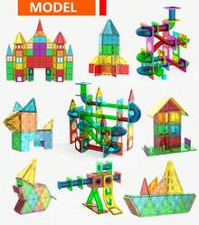 VINEDI, juego de construcción de bloques magnéticos, azulejos magnéticos, juguetes educativos Montessori para niños, regalo para niños y niñas - pared 4 piezas - Ver 1