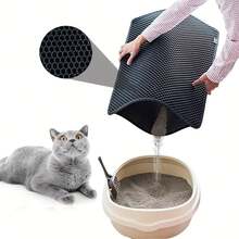 猫砂垫，防水防尿，双层可折叠宠物猫砂收集垫，宠物地毯床垫，猫专用宠物清洁用品 - 灰色 - 查看 3