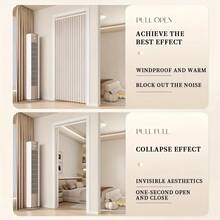 1pc Modern Magnetic Door Curtain, Thermal Insulation All Seasons, Handwashable, No Lining Design, Suitable For Any Room Privacy And Style, Fashionable Themed Shower Curtain With Metal Grommets Top - Multicolor - View 5