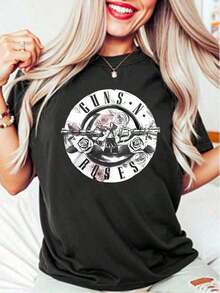 Camiseta% Algodón, Holgada y Cómoda YRKJ - Negro - Ver 1