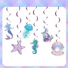 24pcs Ocean-Themed Birthday Party Bunting Set, Including 18pcs Buntings And 6pcs Hanging Spirals, Suitable For Birthdays, Parties, Weddings, Home Hanging Decorations, Spring Decorations, Holiday Basket Fillers, Photo Backdrops, Bohemian-Style Decorations, And Aesthetic Room Decor - Multicolor - View 6