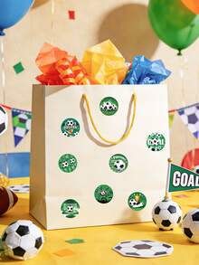 1 捲/500 張足球主題貼紙，圓形「Goal!」運動貼紙，綠色足球貼紙捲，足球主題派對裝飾信封禮品袋封口貼紙，獎勵貼紙，信封標籤，封口貼紙，禮品包裝裝飾貼紙，圓形派對禮品裝飾，嬰兒洗禮裝飾，性別揭曉派對裝飾，1 歲生日派對裝飾用品，兒童派對小禮品，教室獎勵，兒童運動派對，學校活動，學校用品，返校 - 足球 - 查看 11