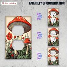 [2D Flat Printing] Vintage Style Amanita Mushroom Pattern Switch Panel Cover, Decorative Abstract Wall Switch Plate, Suitable For Kitchen, Bathroom, Home Decor, 2D Flat Design - A - View 4