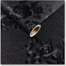 1 捲黑色玫瑰花卉壁紙 防水可移除自黏式牆貼 適用於客廳 廚房 臥室 宿舍 家具翻新 復古美學裝飾壁紙 45CM*100CM/300CM/500CM - 黑色 - 查看 3