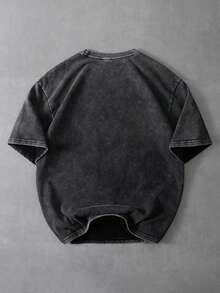 Camiseta de Hombre Estilo Urbano INS, Tejido Lavado con Estampado de Letras Oscuras, Ideal para Festivales de Música, Discotecas, Regalo para Novio/Esposo, Regalo de Aniversario, Camiseta Gótica, Camiseta Desgastada, Camiseta con Lavado Ácido, Camiseta Gráfica, Camiseta Gráfica con Lavado Ácido - Negro - Ver 2