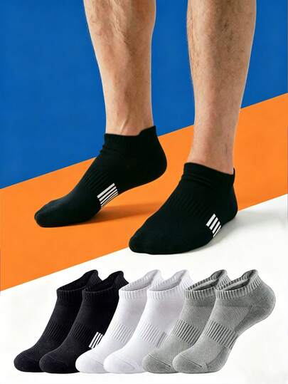 1/5/10/20 pares de calcetines deportivos para hombre, calcetines con rayas de malla acolchados y transpirables