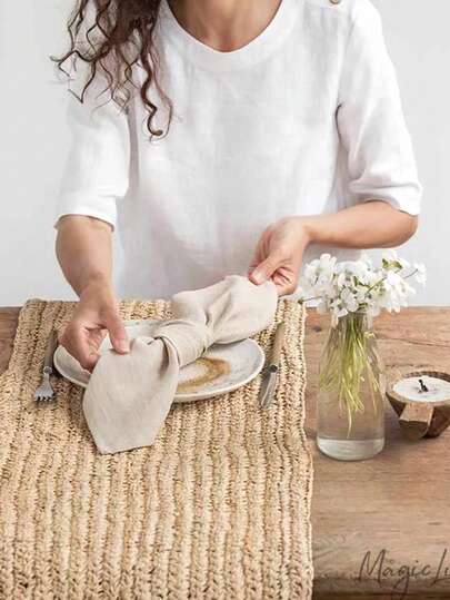 6pcs Natural Soft Comfortable Cloth Napkins, Washable, Durable, Absorbent, Suitable For Daily Use, Family Dinner, Wedding, Cocktail, Hotel, Kitchen