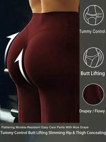 Colorful Yoga Wide Leg Pants, Comfortable And Slimming, Suitable For Running, Fitness And Various Yoga Activities. Women's Wide Leg Pants Sports Set, Flared Yoga Pants, Sportswear, Fitness Gym Clothing, Elastic Outdoor Casual Sports, Women Pants, Fitness And Daily Wear - Burgundy - View 3