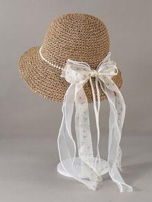 1 Stück Damen Stroh Strandhut, breiter Krempen Sonnenhut, Sommer Sonnenschutz, vielseitig für alle Jahreszeiten, Unisex, Cowboy Stil Playa breiter Krempen Hut, Damen Strand Accessoire, geeignet für Angeln, Wandern, Strandsport, Kreuzfahrt - Strohhut - Übersicht 2