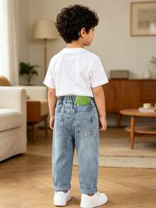 Quần Jeans Denim Rộng Rãi Thường Ngày Cho Bé Trai, Phong Cách Mùa Thu - Màu xanh nhạt - Xem 2