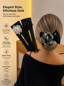 topshiny 1 pieza Clip para el cabello con flor de rhinestone, elegante pasador de mariposa, herramienta de peinado fácil de enrollar para mujeres, herramientas de peinado, accesorios para el cabello para peluquería, salón de belleza, artículos esenciales de viaje para el cabello, cuidado del cabello, accesorios para el cabello - Multicolor - Ver 4