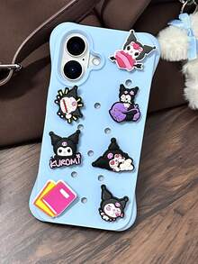 SANRIO 1 chiếc ốp lưng điện thoại silicon chống sốc tự lắp ráp, thiết kế hoạt hình Kuromi sáng tạo, phù hợp cho điện thoại 13-16 tuổi. - Màu xanh nhạt - Xem 1