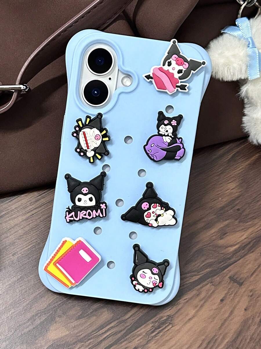 SANRIO 1 chiếc ốp lưng điện thoại silicon chống sốc tự lắp ráp, thiết kế hoạt hình Kuromi sáng tạo, phù hợp cho điện thoại 13-16 tuổi. - Màu xanh nhạt - Xem 1