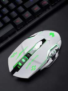 1 Ratón Inalámbrico Recargable Y Silencioso Para Juegos De 2,4 G Con Puerto De Carga Tipo C, Retroiluminación Arcoíris, Adecuado Para Oficina, Deportes Electrónicos, Uso Doméstico, Compatible Con Computadoras Portátiles Y De Escritorio - Blanco - Ver 2