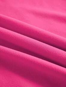 Camiseta de algodón 100% con cuello redondo, manga corta y estampado de perlas falsas, top casual de verano para mujer - Rosa Fucsia 2 - Ver 4