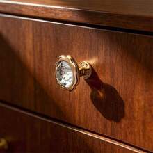 1pc Petal-Shaped Cabinet Handles, French-Style Luxury Drawer Knobs Inlaid With Large Diamonds, Decorative Furniture Door Handles, Suitable For Dressing Tables, Wardrobes, Jewelry Boxes, Storage Boxes, And Home Hardware Decorations - A - View 2