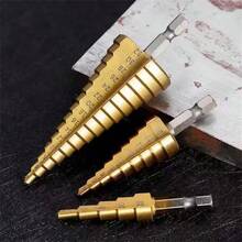 3pcs Durable Titanium Coated High Speed Steel Step Drill Bit Set - Assorted Sizes 4-32mm, Suitable For Drilling Wood And Metal, Clear Markings - B - View 2