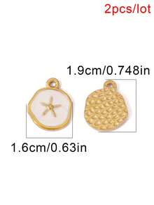 2个不锈钢珐琅海洋海星海螺吊坠配件，18K镀金，适用于DIY珠宝制作材料和配件 - 吊墜 - 查看 6