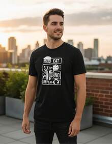 Techno Eat Sleep Techno Repeat T-Shirt - Black - View 1