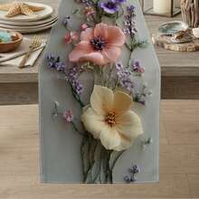 1pc Floral Print Minimalist Table Runner, Suitable For Holidays, Parties, Birthdays, Dinners, Restaurant Table Decor, All Seasons, Home Decor - Multicolor - View 8