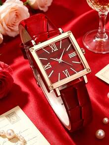 6pcs/Set Women's Elegant Luxury Quartz Watch With Cube Dial, Butterfly Pendant Beaded Jewelry Set, Versatile Daily Wear, Multiple Colors, Birthday/Valentine's Gift - Multicolor - View 2