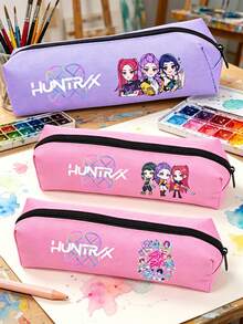 K-Pop 女巫狩猎主题文具包，卡通牛津布铅笔盒文具盒，理想的返校用品和日常文具收纳包 - 彩色 - 查看 4