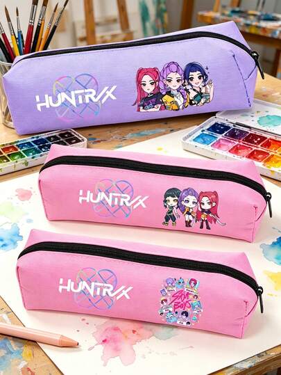K-Pop 女巫狩猎主题文具包，卡通牛津布铅笔盒文具盒，理想的返校用品和日常文具收纳包