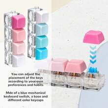 Mechanical Keyboard Fidget Toy Keychain, 4 Keys Clicker Stress Relief Accessory, Pocket-Sized Sensory Gadget For Office & Daily Use - 1 cái - Xem 4