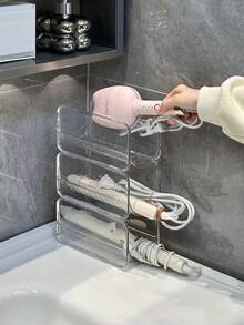 2 piezas Soporte multiusos para rizador de cabello, organizador apilable para herramientas de peinado, portavasos, soporte para secador de pelo, soporte para peine - Versión actualizada - Ver 1