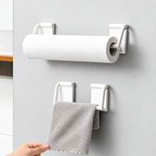 2pcs Magnetic Paper Towel Holder & Wrap Dispenser, No Drilling Required Storage Rack, Suitable For Refrigerator, Microwave, Washing Machine - White - View 1