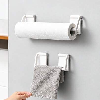 Bộ 2 giá đỡ khăn giấy và hộp đựng giấy vệ sinh từ tính, không cần khoan, thích hợp sử dụng trong tủ lạnh, lò vi sóng, máy giặt.