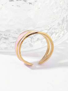 Anillo abierto de dos tonos - Rosa Pálido - Ver 5