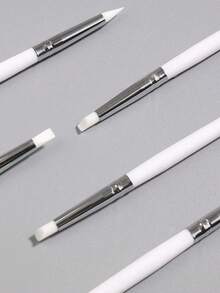 Bộ 5 bút vẽ móng nghệ thuật với đầu cọ silicon, thích hợp để khắc hoa acrylic, dập nổi, tạo hình, tạo hình rỗng, chấm bi và các dụng cụ vẽ móng nghệ thuật khác. - trắng - Xem 2