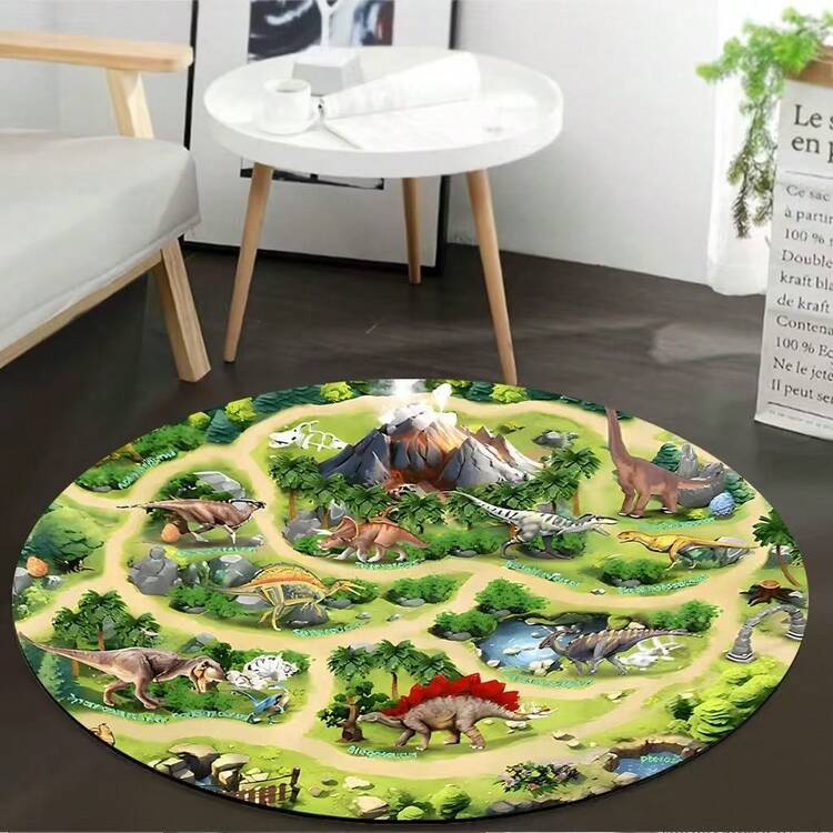 1件装恐龙世界圆形地毯，装饰地毯，卧室装饰，地垫，地毯，家居装饰，客厅地毯，小型客厅地毯，卧室地毯，客厅家居装饰，户外地毯，可水洗地毯 - 多色 - 查看 3