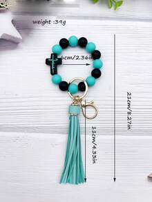 1 pieza Pulsera de cuentas de silicona en forma de cruz, llavero creativo, accesorio colgante, adecuado para amigos, hermanas, madres, uso diario, etiqueta de identidad para evitar pérdidas, regalo de graduación, premio para compañeros de trabajo/clase - Multicolor - Ver 6