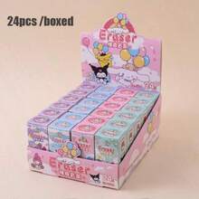 SANRIO 1/5/10/24个卡通系列盲盒惊喜3D橡皮擦，学生学习文具铅笔橡皮擦 - 节日派对圣诞礼物奖品（随机图案） - 彩色 - 查看 8