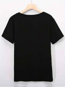 Camiseta Casual de Mujer con Bolsillo y Diseño de Gato Adorable - Manga Corta, Cuello Redondo, Comodidad para Todas las Temporadas, Top de Primavera y Verano, Orgullo y Alegría, Ropa de Orgullo |     Diseño de Gato Juguetón |     Ajuste cómodo, camiseta arcoíris - Atuendo para el Día de San Patricio - Ropa de verano para mujer - Blusas de verano - Atuendos de vacaciones para mujer - Camiseta vintage de estilo callejero unisex, holgada, de algodón, de manga corta y cuello redondo. blusas.blusas casuales para dama. - Negro - Ver 2