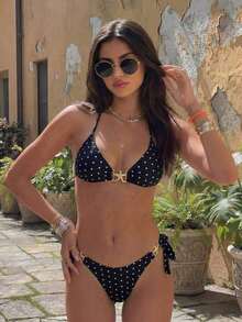Conjunto de bikini de dos piezas con estampado tropical, casual para vacaciones - Multicolor 2 - Ver 6