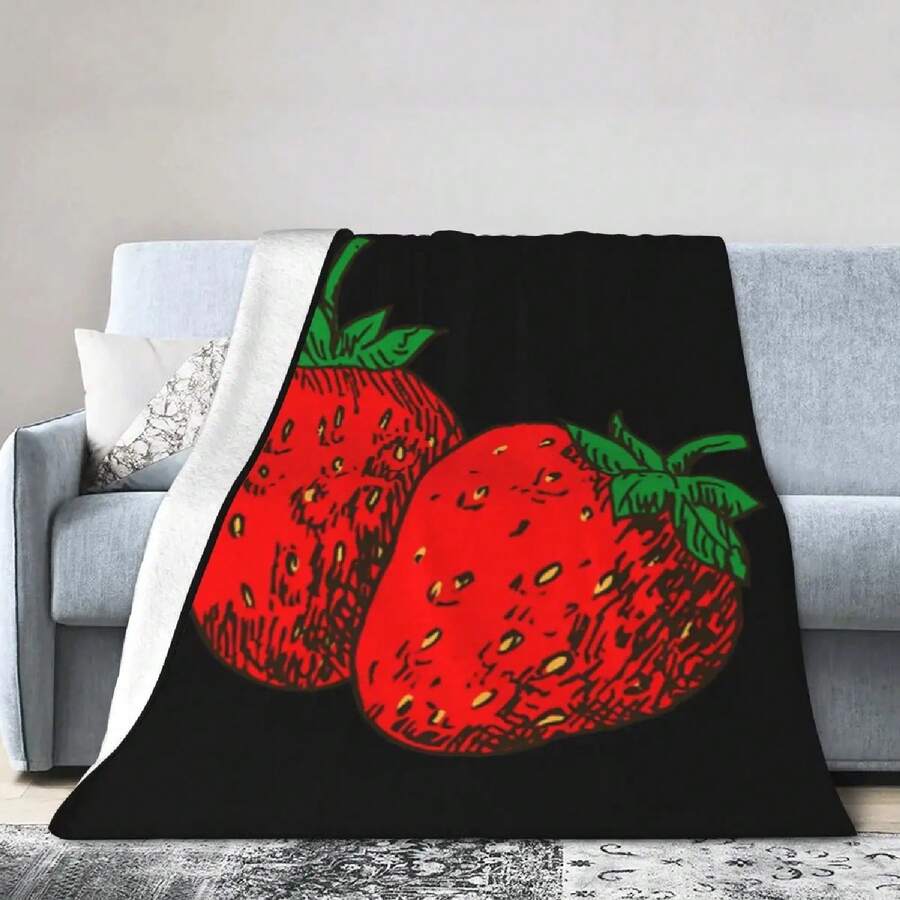 Two Of The Strawberries Ultra-Soft Microfiber Wool Blanket - 1 - View 1