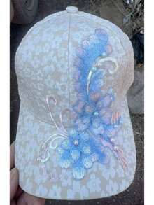 1 Chapeau de soleil, pare-soleil, chapeau de sport respirant printemps/été, chapeau pare-soleil, casquette de canard, broderie florale, maille - A - Voir 5