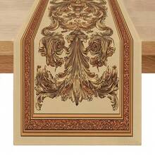 1pc Baroque Scroll Print Polyester Table Runner, Vintage Palace Style Rectangular Decorative Tablecloth, Stain-Resistant And Easy To Clean Home Decor, Suitable For Dining Table, Entryway, Coffee Table, Sideboard, Party And Holiday Decoration - Multicolor - View 12