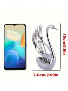 Elegant Swan Shaped Cutlery Holder/Rack, Suitable For Weddings, Holidays And Home Decor. This Beautiful Tabletop Display Stand Is Made Of Alloy And Can Be Paired With A Matching Fork And Spoon Set. - Multicolor - View 9