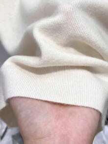 Suéter casual de mujer de cuello redondo y manga corta de unicolor - Blanco - Ver 3