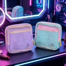 1/2pcs Portable Mesh Cosmetic Bag, Mini Travel Toiletry Pouch, Women Makeup Organizer Bag - View 3