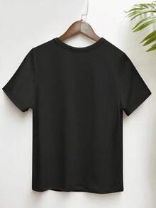 Camiseta de manga corta casual, cómoda y versátil para mujer con estampado de calavera y gato, adecuada para el hogar y el exterior 1 Sexy Casual Fiesta Dulce Elegante Alta elasticidad Playa Noche de fiesta Vacaciones Boda Deportivo Calle Sesión de fotos Formal y de noche Luna de bebe verano HalloweenPure-Cotton - Negro - Ver 4
